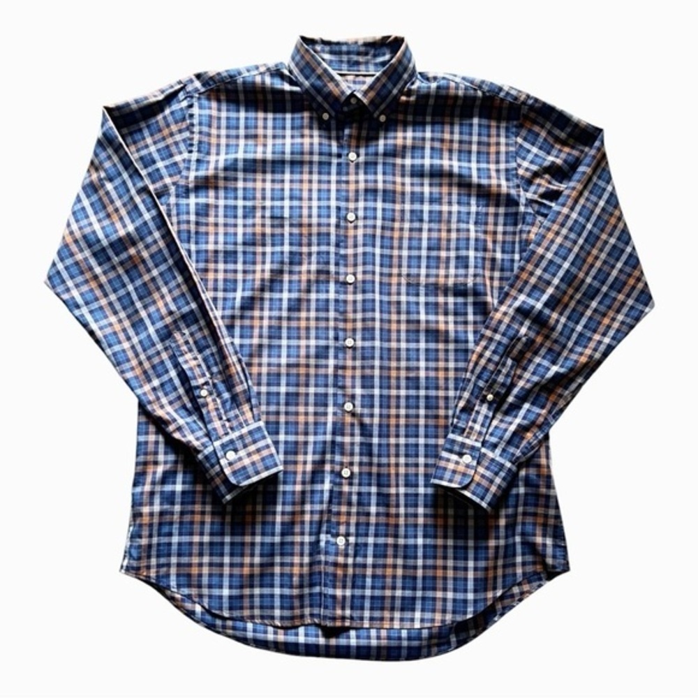 Peter‎ Miller Blue & Orange Plaid Button Down Size Large